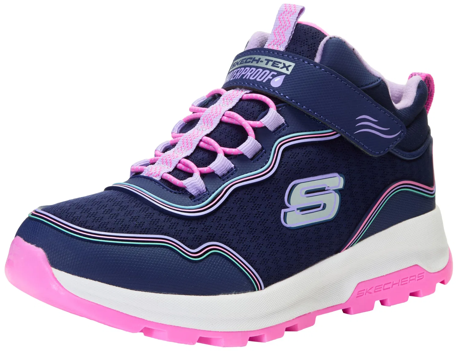 Детские ботинки для девочек водоотталкивающие Storm Blazer Streamline Coast Skechers, Navy Pu Multi Trim