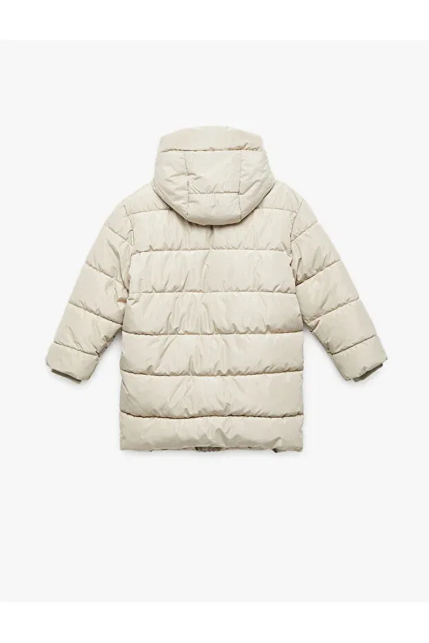 Детское пуховое пальто для девочек с капюшоном Koton, Beige — фото 2
