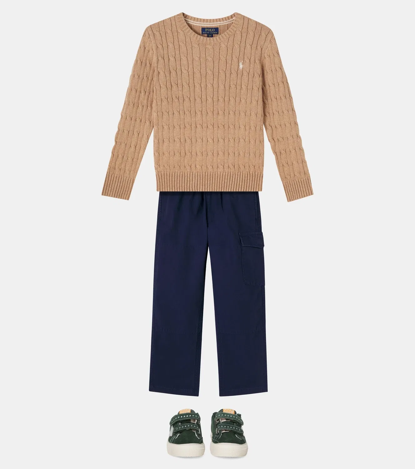 Свитер хлопковый Polo Ralph Lauren Kids, бежевый — фото 2