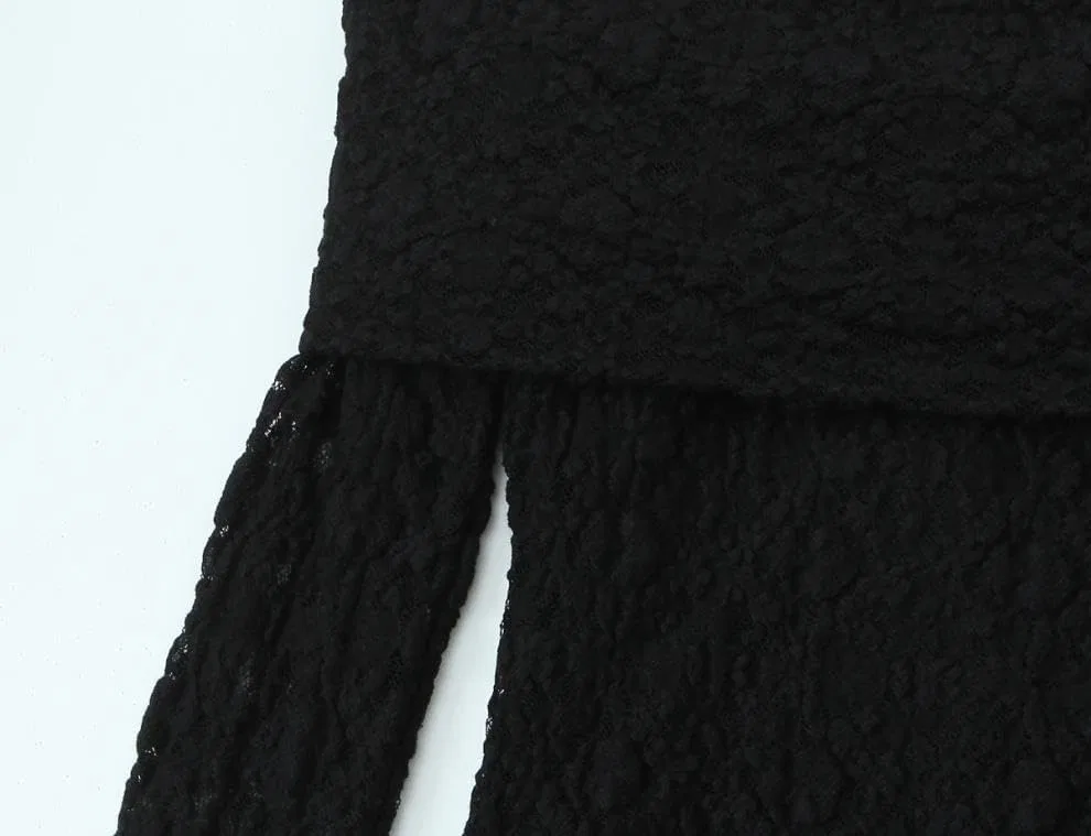 Женское облегающее платье с кружевной отделкой, Black — фото 2