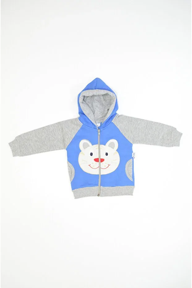 Детский кардиган для мальчиков с капюшоном Teddy Bear Embroidered Baby Slon Kids Clup, Blue