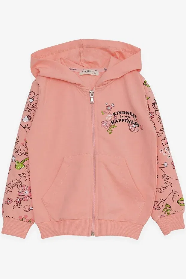 Детский кардиган для девочек с принтом Floral Printed Breeze, Salmon
