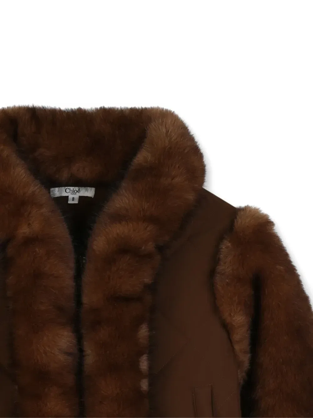 Стеганая куртка с искусственным мехом Chloe Kids, коричневый — фото 3