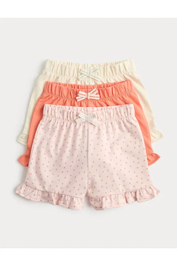 Детский комплект шорт для девочек с принтом 3 Piece Shorts Set Marks & Spencer, Multi Color