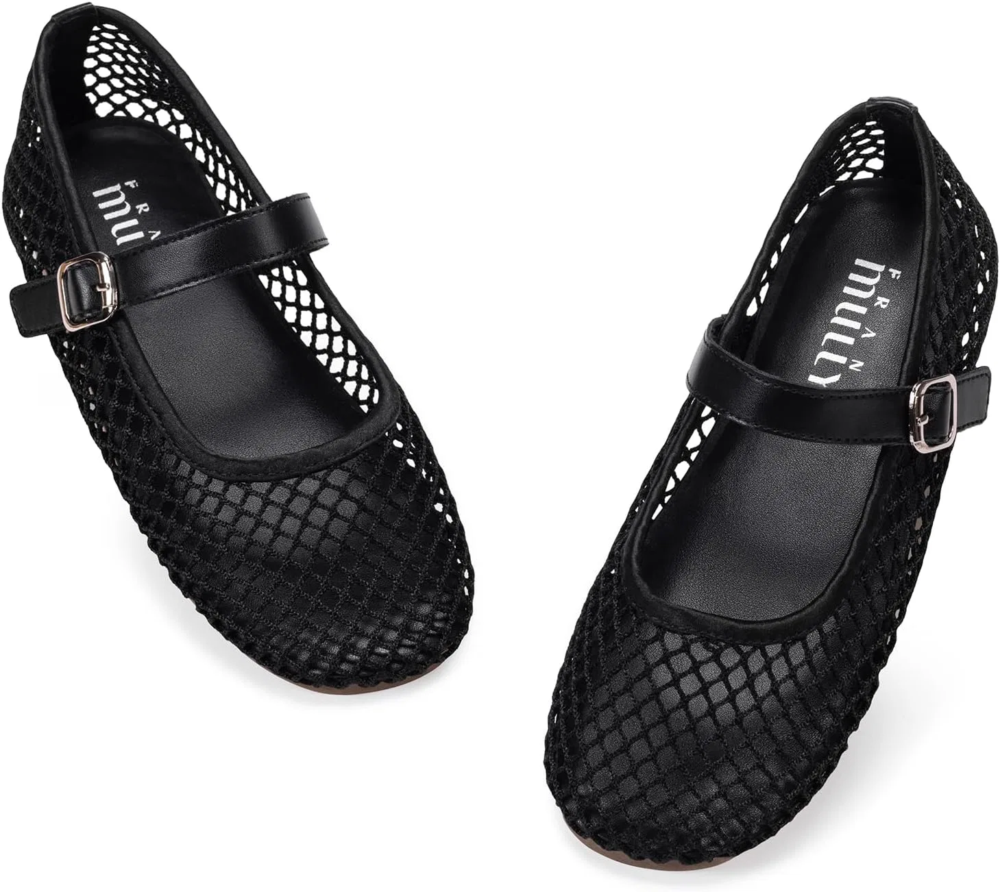 Детские балетки для девочек с пряжкой Frank Mully, Black/Mesh