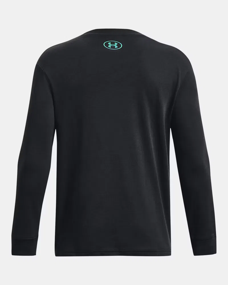 Лонгслив для мальчиков из мягкой хлопковой смеси Project Rock Brahma Bull UnderArmour, Black/Neptune — фото 2