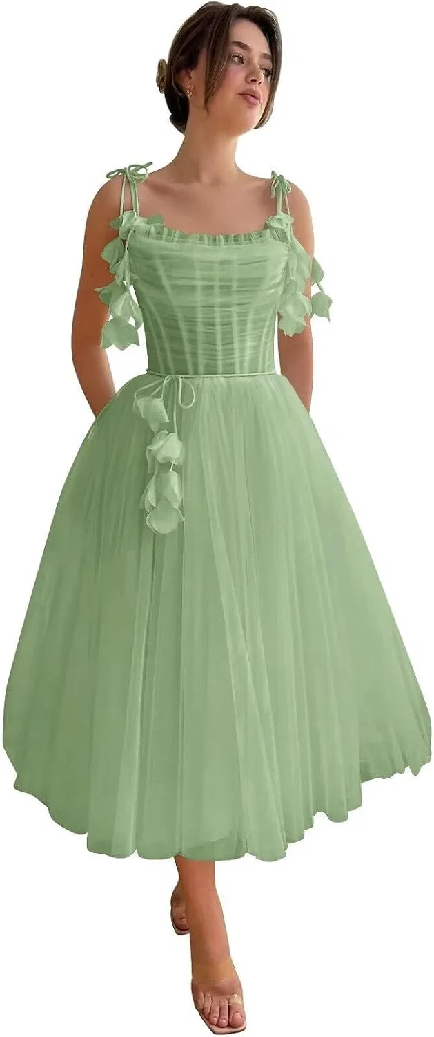 Женское платье A-силуэта с цветами MJ63, Sage Green