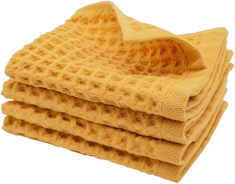 Набор мочалок Waffle Kimono Bathrobe, sea me at home, 4 шт, 33x33x0.51 см, Горчичный