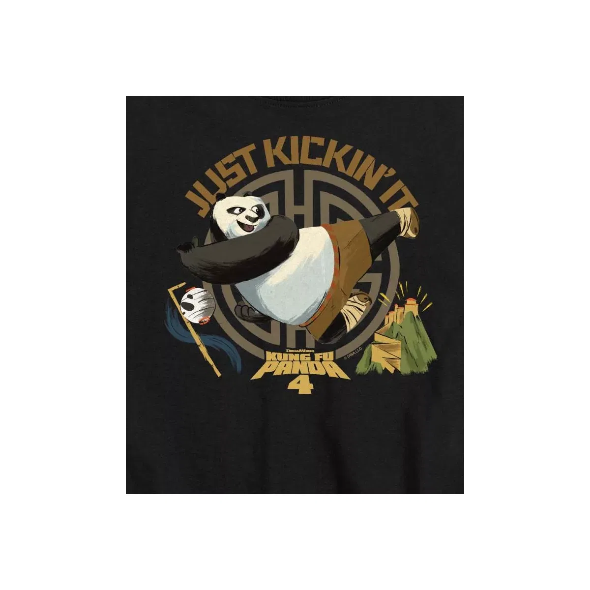 Детская футболка с принтом Kung Fu Panda 4 - Just Kickin It, Kung Fu Panda, Black — фото 2