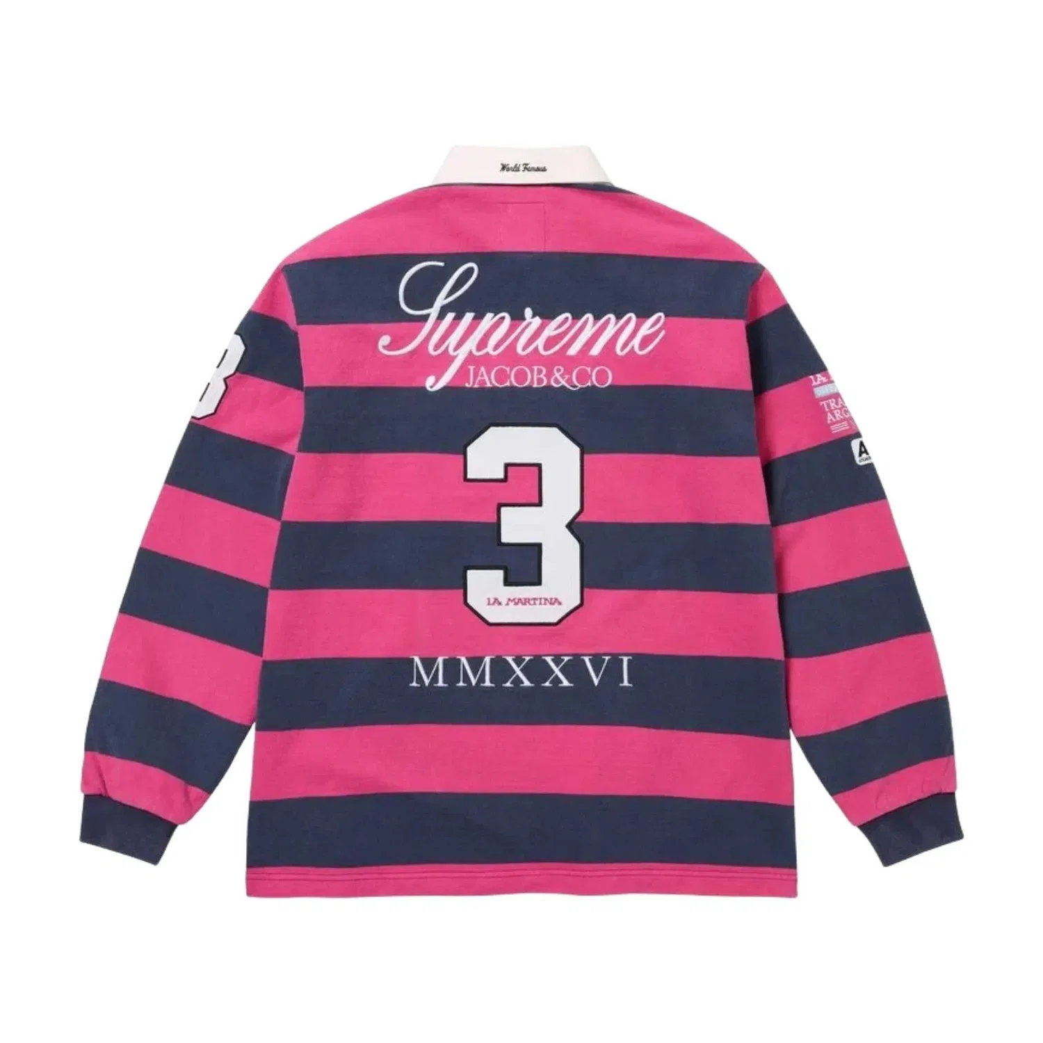 Мужская футболка с принтом Rugby Stripe Supreme, розовый — фото 2