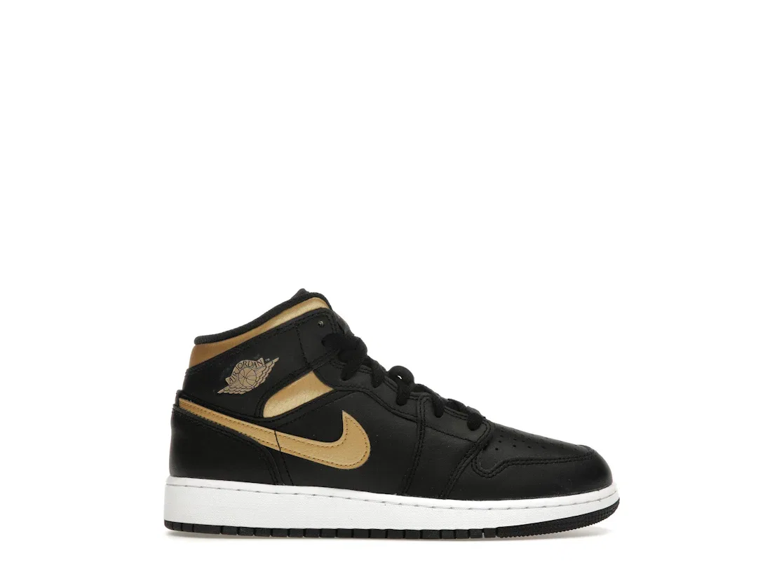 Детские кроссовки Lifestyle с принтом Jordan 1 Mid Jordan, Black White Metallic Gold