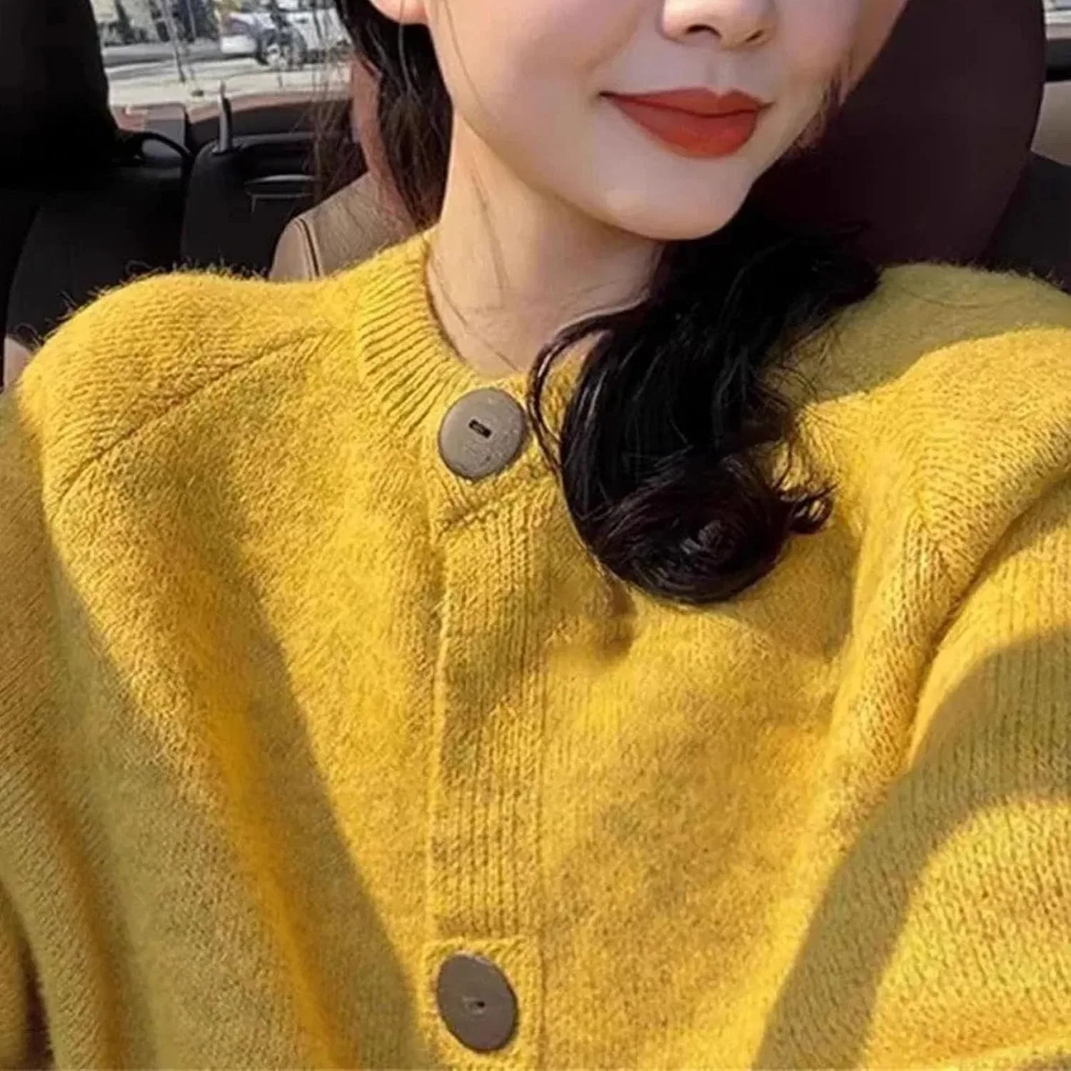 Женский кардиган с открытым передом, свободного кроя, Vintage Yellow — фото 3