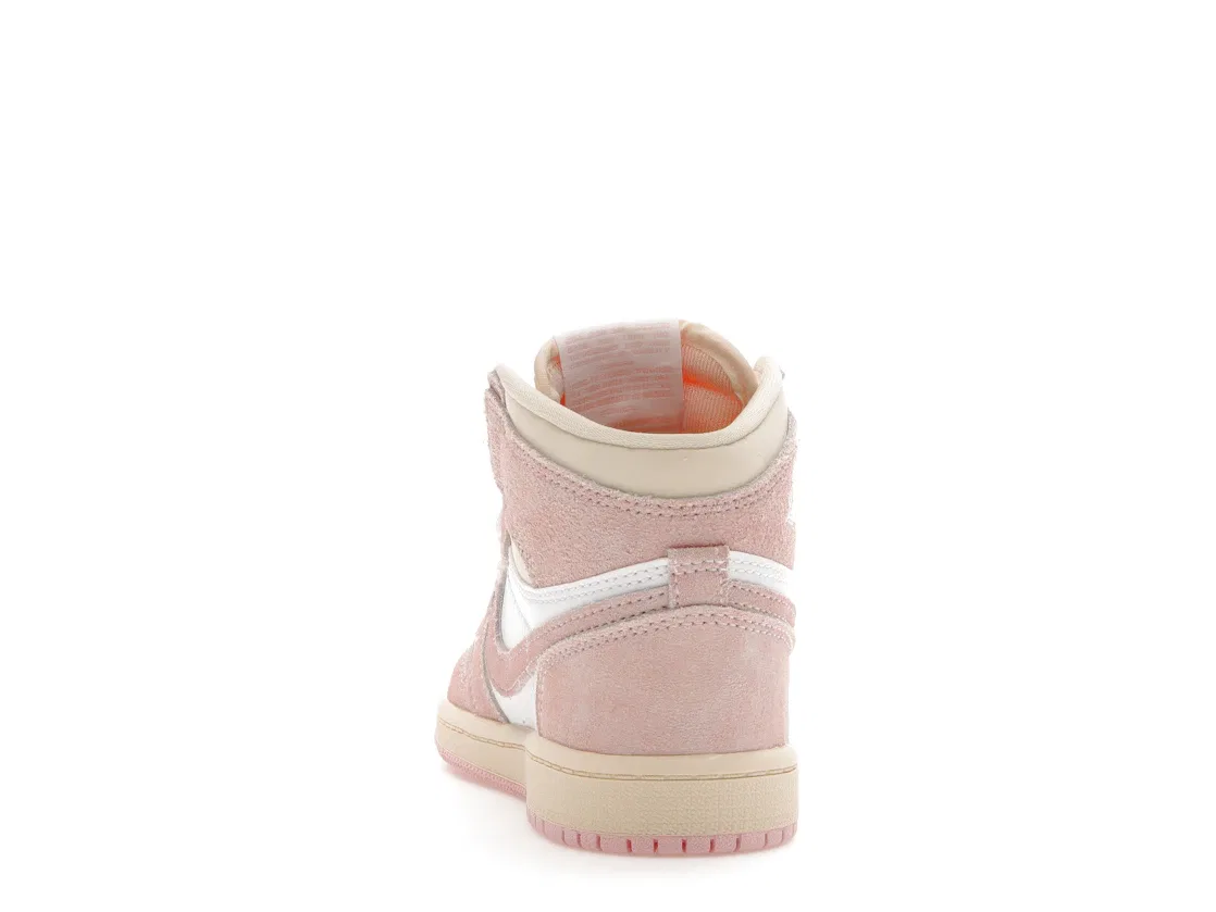Детские кроссовки с розовым принтом Jordan 1 Retro High OG Jordan, Atmosphere/White/Muslin/Sail — фото 4