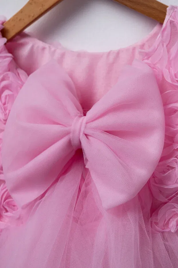 Детское платье для девочек с принтом Girls Floral Tulle Princess Dress Furyatex, Pink — фото 4