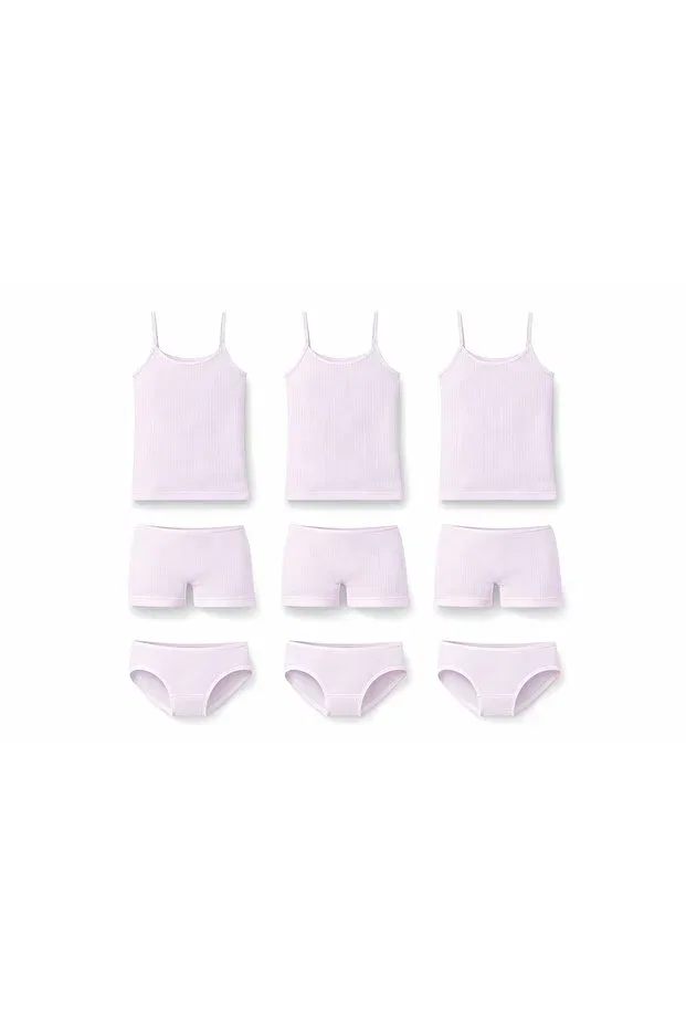 Детский комплект нижнего белья для девочек с рибаной Incili, Ecru - Powder - Pink - Lilac