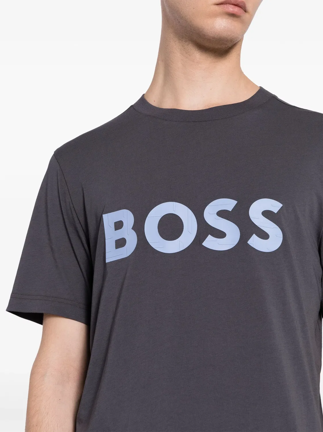 BOSS Футболка с логотипом темно-серого цвета — фото 2