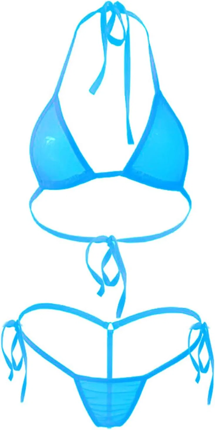 Женский бикини-комплект с цветочным принтом, Thong, 89light Blue