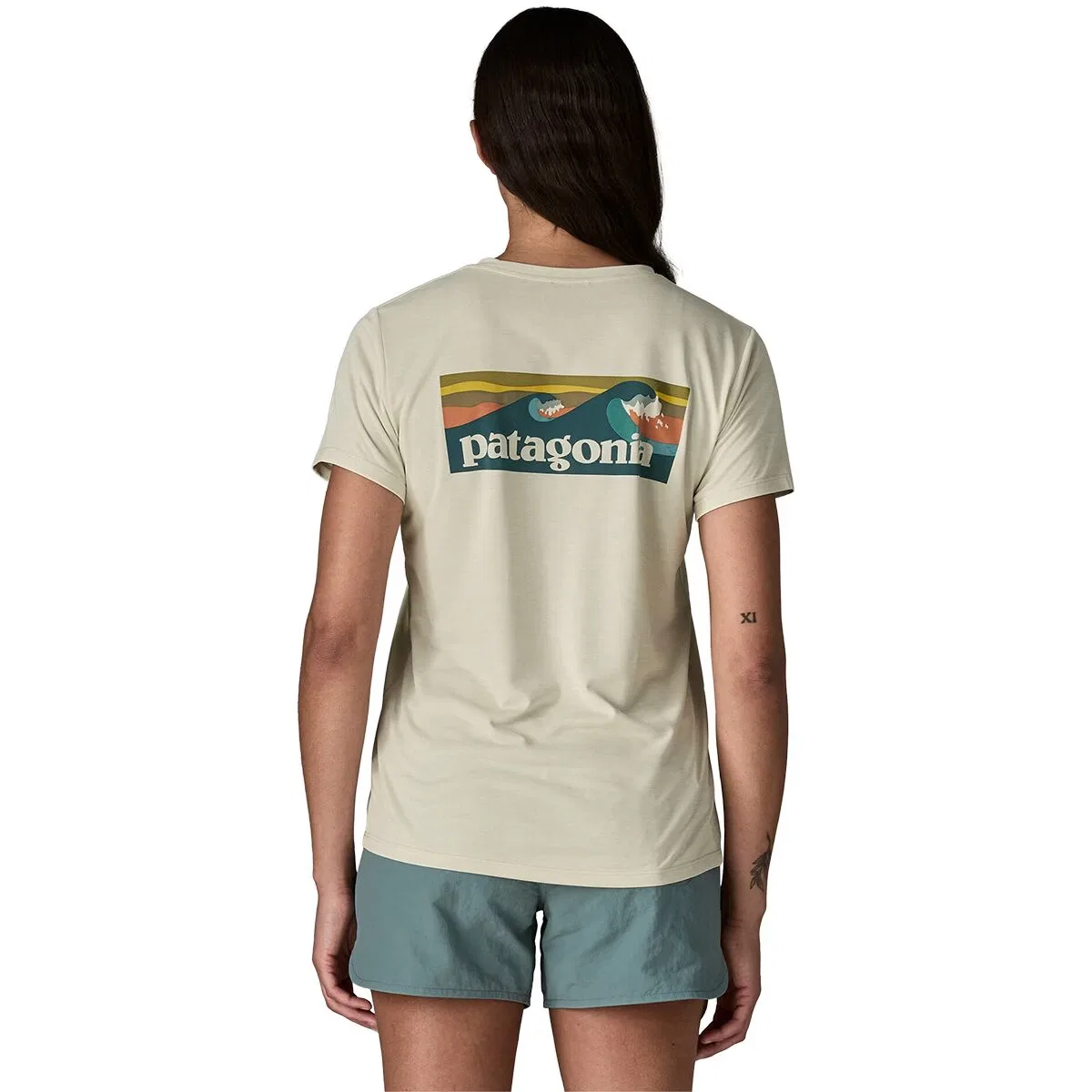 Женская футболка с коротким рукавом Capilene Cool Boardshort Logo Daily Shirt Patagonia, Dyno White