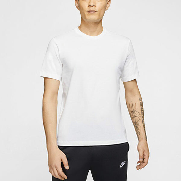 Футболка Men's Nike Solid Color Round Neck Pullover Sports Short Sleeve White T-Shirt, белый — фото 3