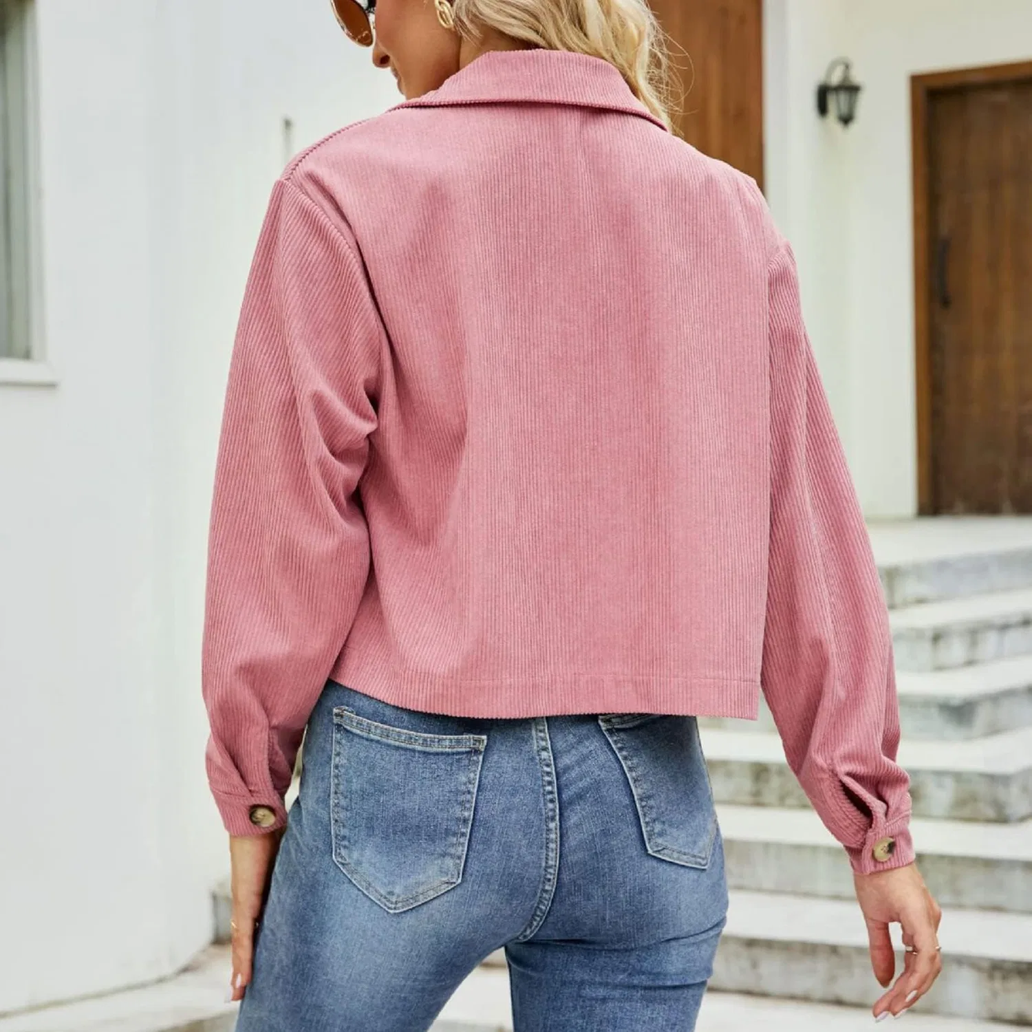 Женская куртка из вельвета в рубчик с длинным рукавом, Rosa — фото 2