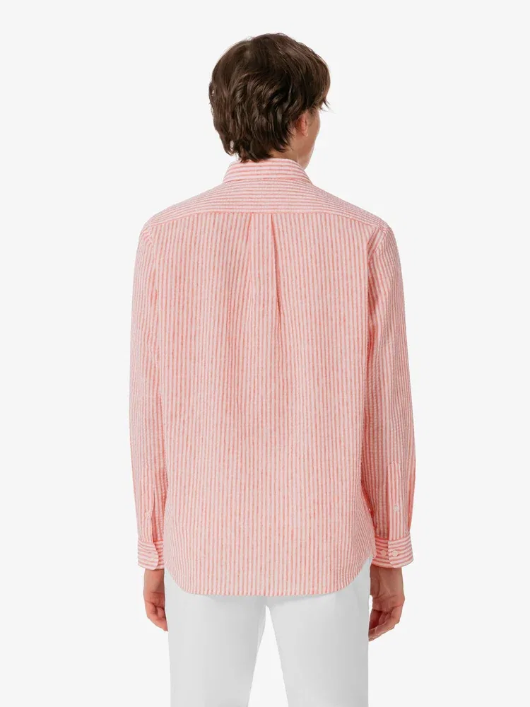Рубашка с длинным рукавом, льняная смесовая, модель CH838E LACOSTE, Pink — фото 4