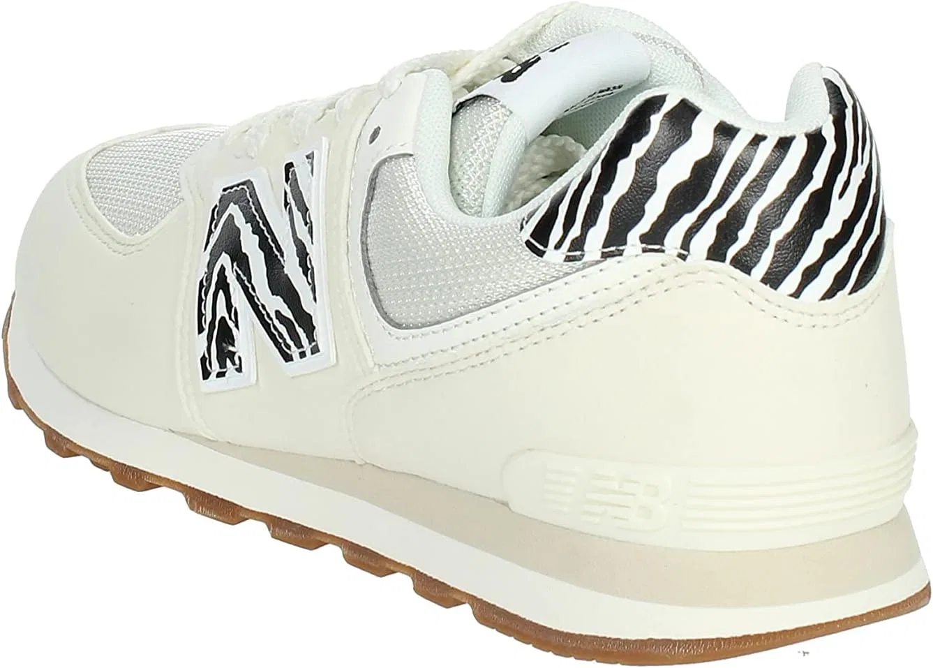 Детские кроссовки для девочек с классической шнуровкой 574 V1 New Balance, Sea Salt/Black/Stone Pink — фото 2