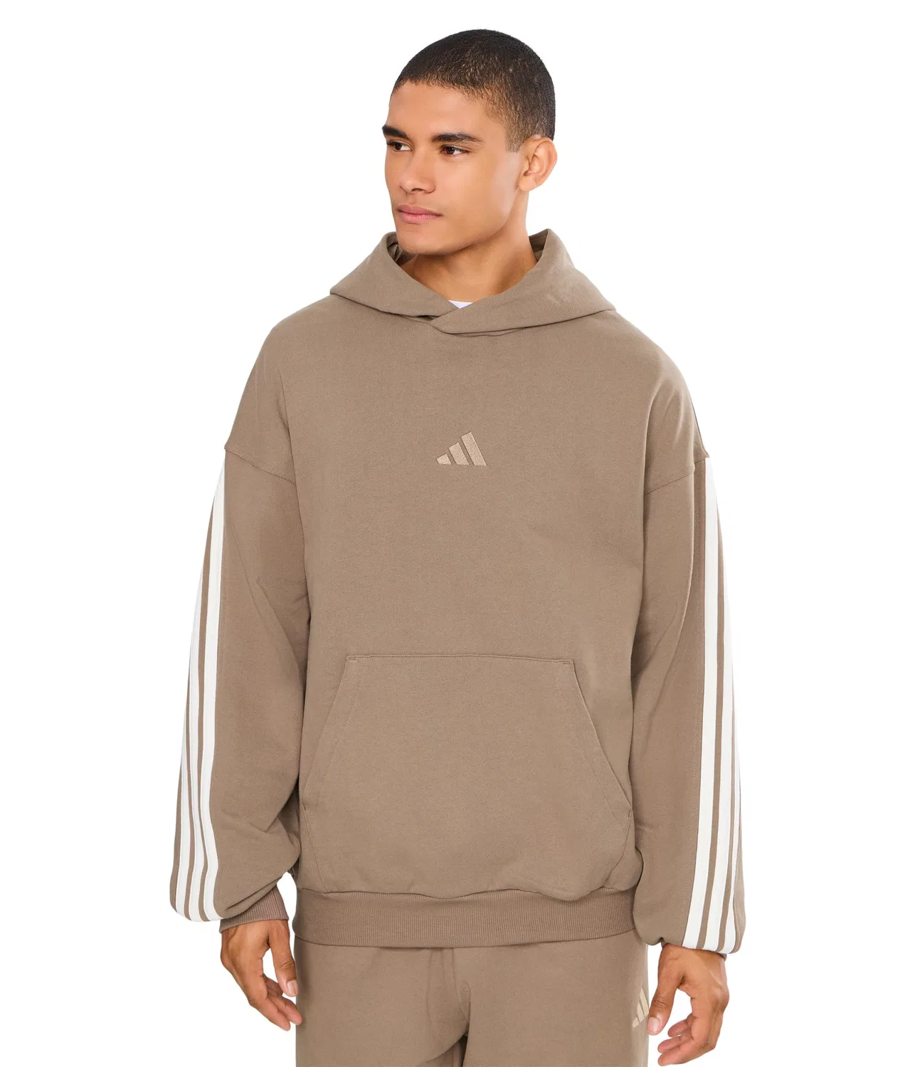 Худи Kit 3-Stripes Adidas, Khaki/Off-White