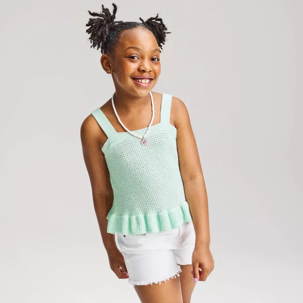 Детский свитер-топ для девочек с баской Peplum Sweater Tank Top GIRLS 4-16 SEPARATES, Green — фото 3