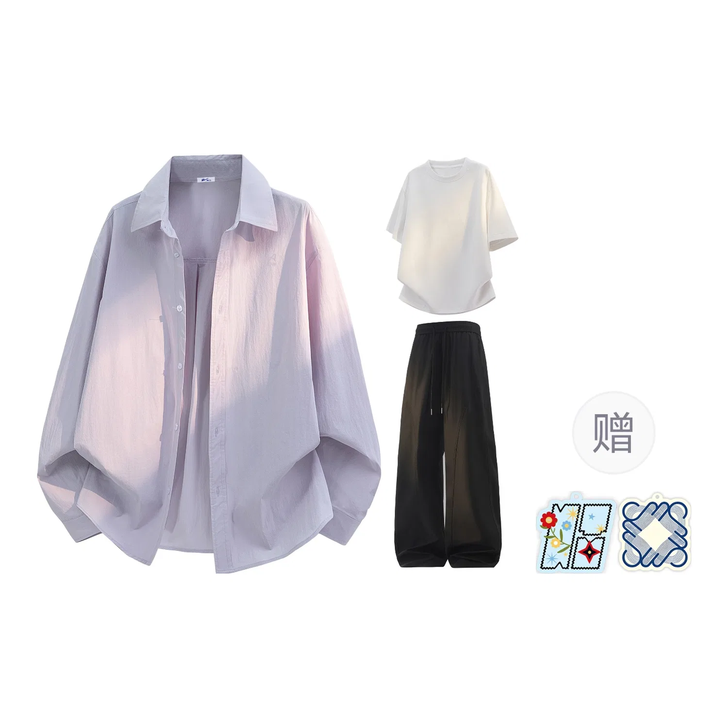 Детский спортивный костюм с лацканом, комплект из 3 предметов, Lilac Set of 3, MIIOW