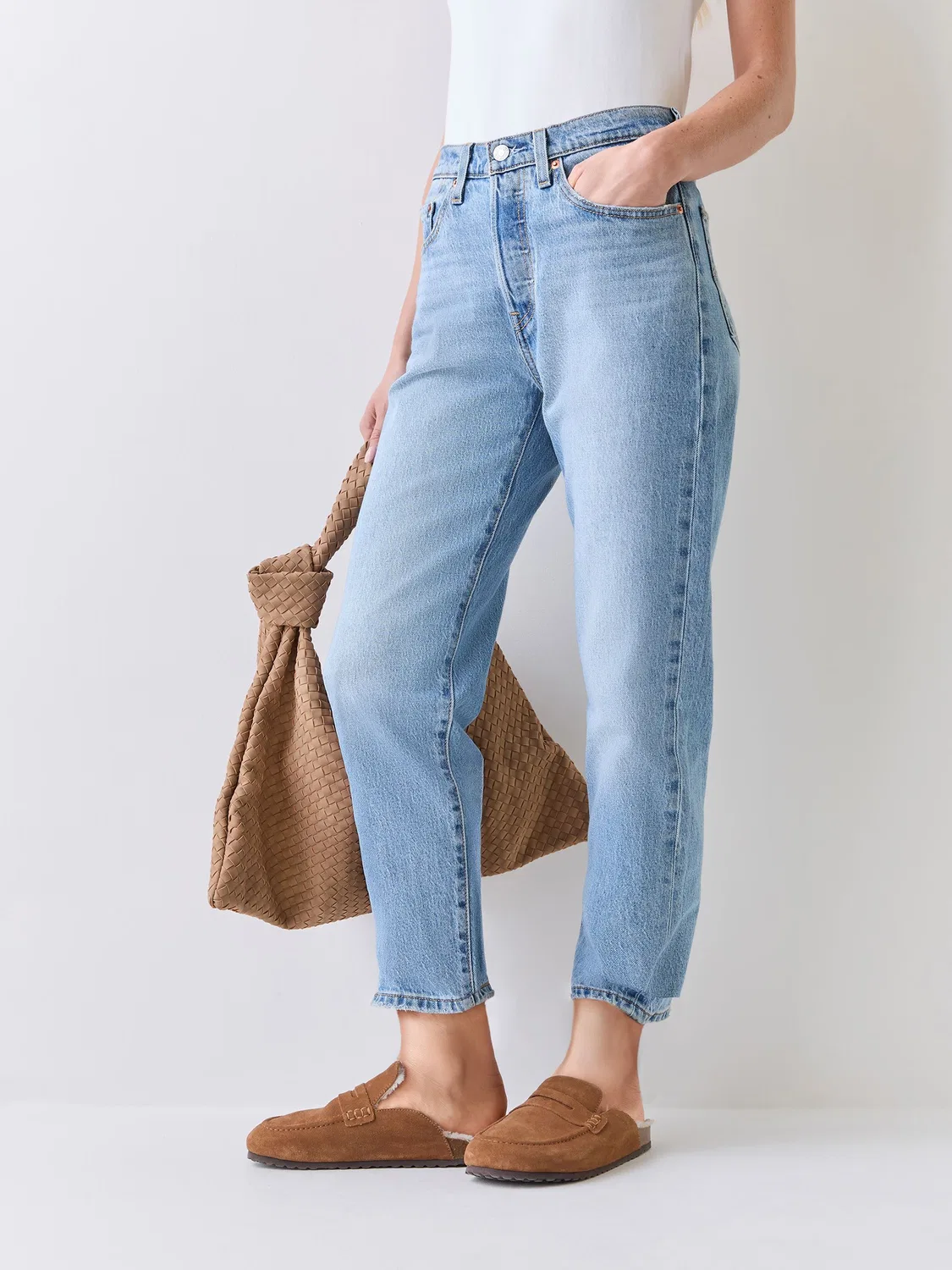 Синие укороченные джинсы Levi's Where To Now 501 — фото 4