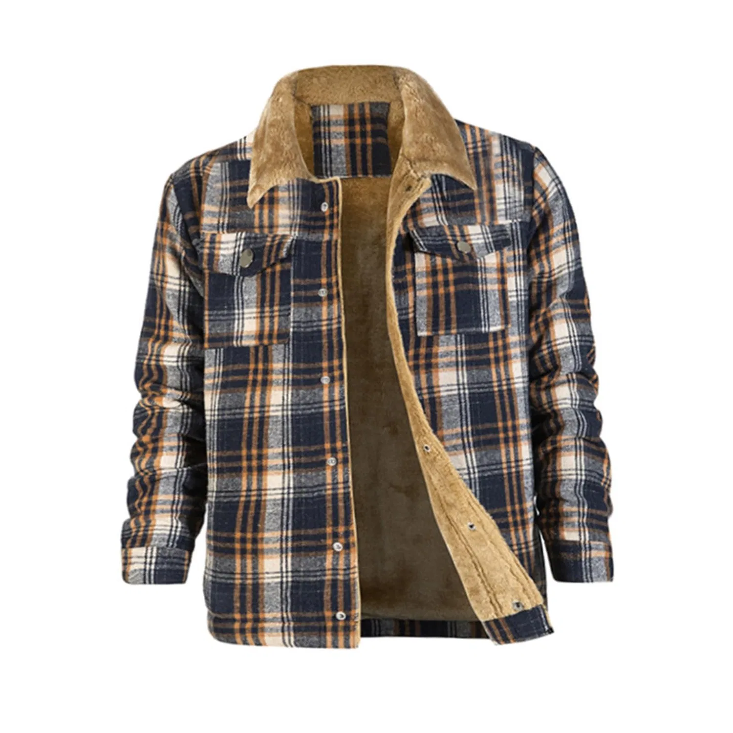 Мужское фланелевое пальто с принтом Retro Scottish Flannel, dark blue