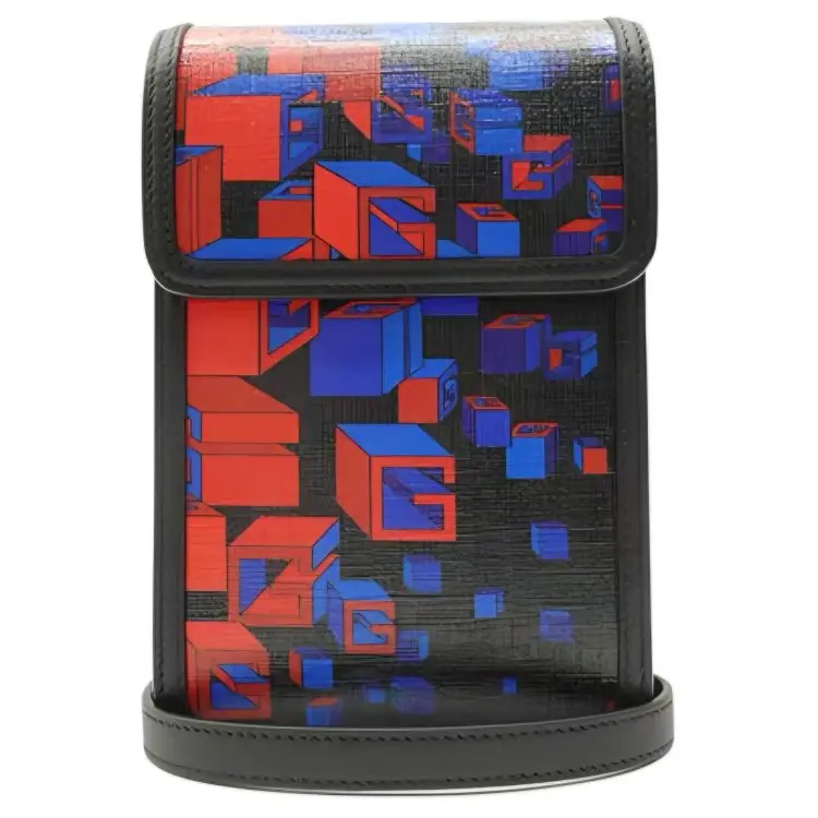 

GUCCI Кожаная сумка-чехол для телефона через плечо с канвасом мужская Black/Blue/Red
