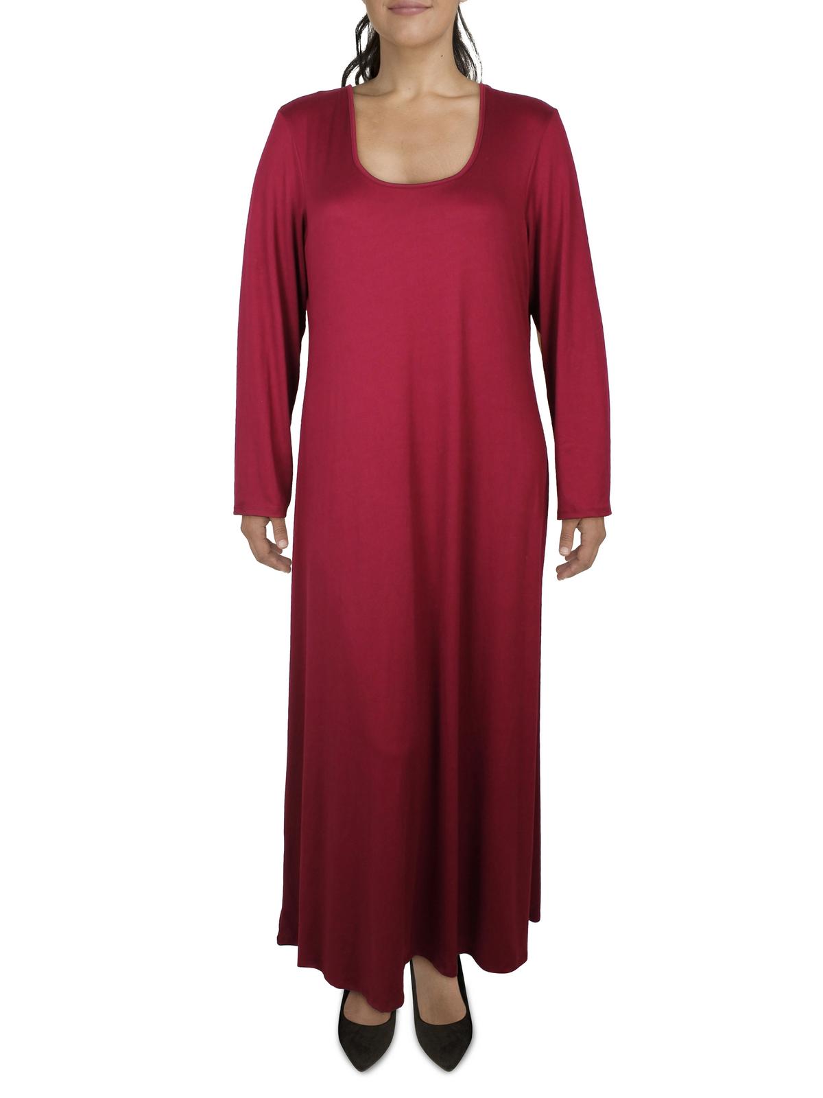 

Длинное макси-платье с круглым вырезом для женщин Plus 24seven Comfort Apparel, цвет wine