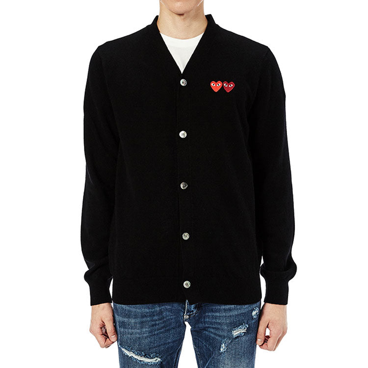 Кардиган COMME des GARCONS PLAY Cardigan With Double Emblems 'Black' AZ-N058-051-1, черный — фото 2