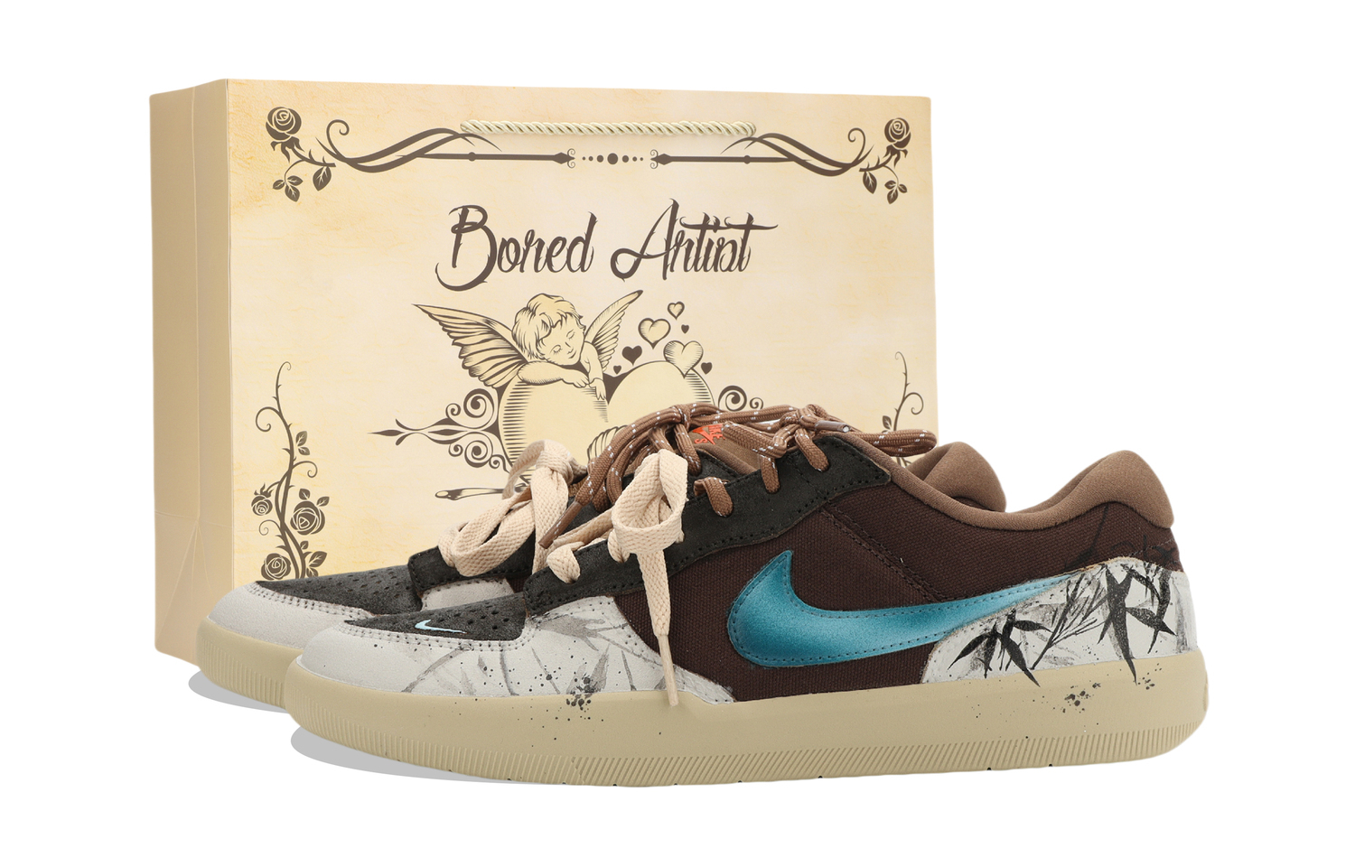 

SB Force 58 Moonlit Bamboo Forest Evening Shopping Bag устойчивые к истиранию низкие кроссовки для скейтбординга Unisex Nike, черный белый коричневый