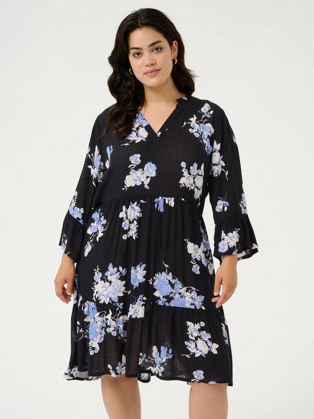 

Платье в цветочек от эдины ами KAFFE Curve, цвет Black/Blue