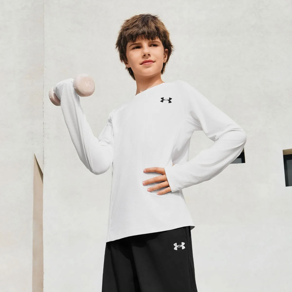 Футболка с круглым вырезом для школьников Under Armour, белый — фото 4