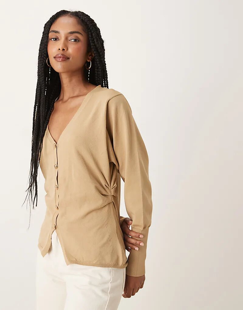

Кардиган ASOS DESIGN с рукавами-блузонами цвета мокко