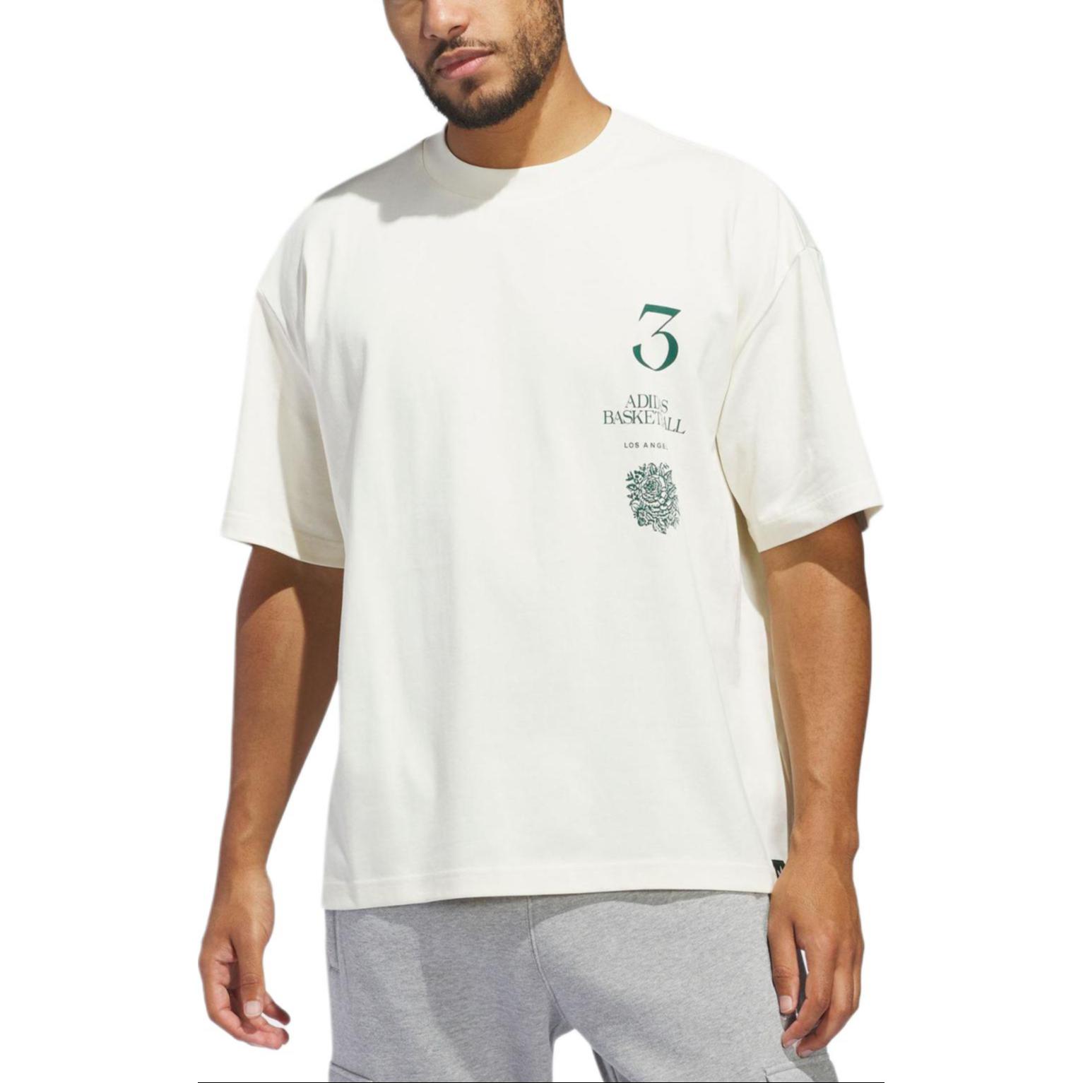 Adidas Originals Футболка LA TO THE WORLD GRAPHIC TEE Unisex Ivory/Forest Green — фото 4