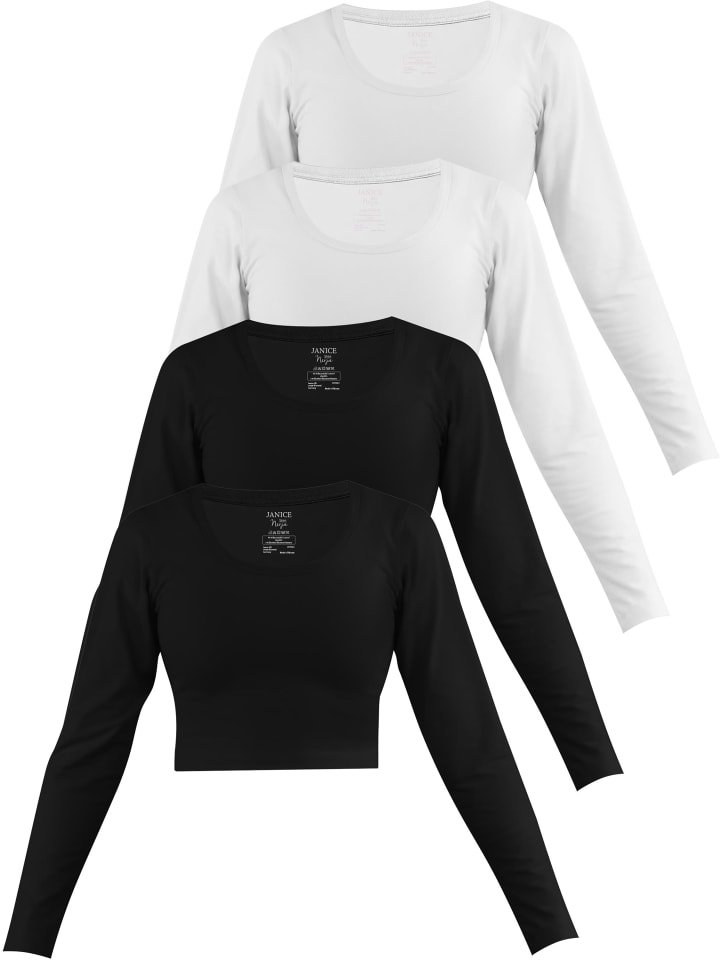 

Лонгслив Janice 4 x Damen crop Langarmshirt Nerja, цвет Schwarz/Weiß