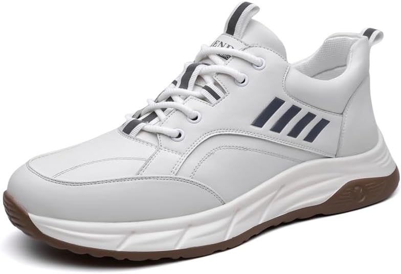 

Мужские модные повседневные туфли из натуральной кожи, белые кроссовки, нескользящие, для бега, упражнений и тренировок Meixi Mobile