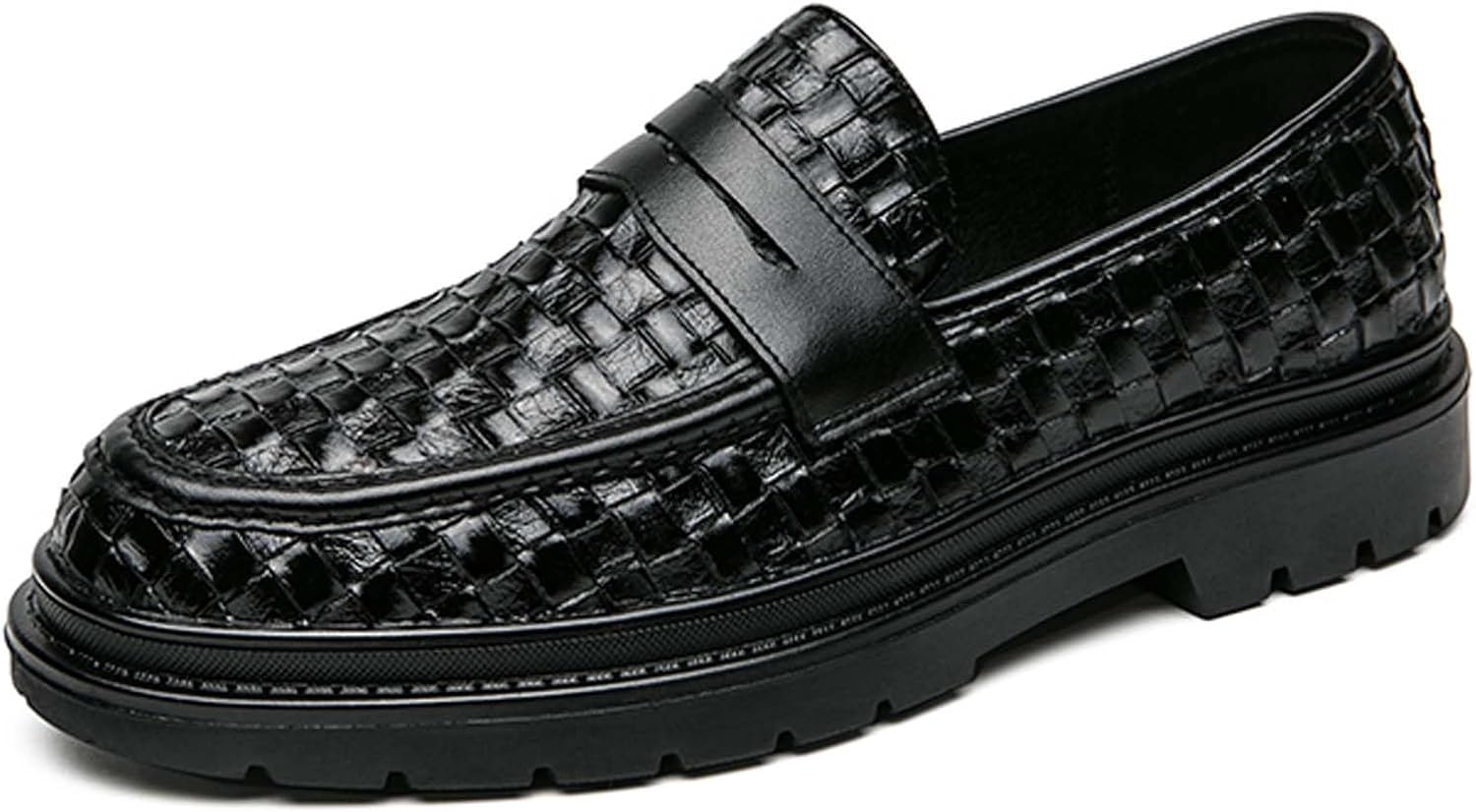 

Мужские слипоны лоферы ретро с толстой подошвой, кожаные деловые формальные туфли, противоскользящие, легкие, для ходьбы, вождения, униформа, повседневная обувь Generic, черный