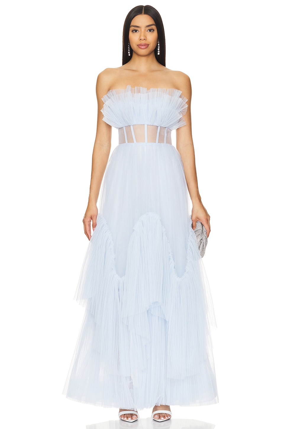 

Длинное вечернее платье с корсетом Bcbgmaxazria, синий