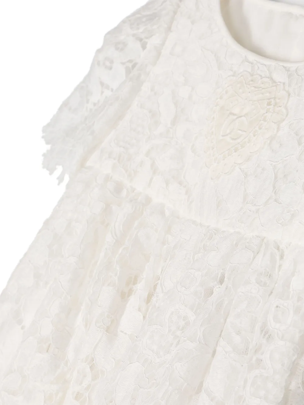 Кружевное платье с нашивкой-логотипом Dolce & Gabbana Kids, белый — фото 3
