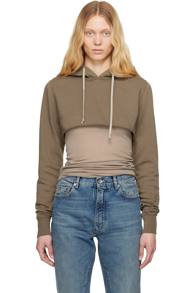 

Кроп худи Hollywood Rick Owens Drkshdw, цвет dust