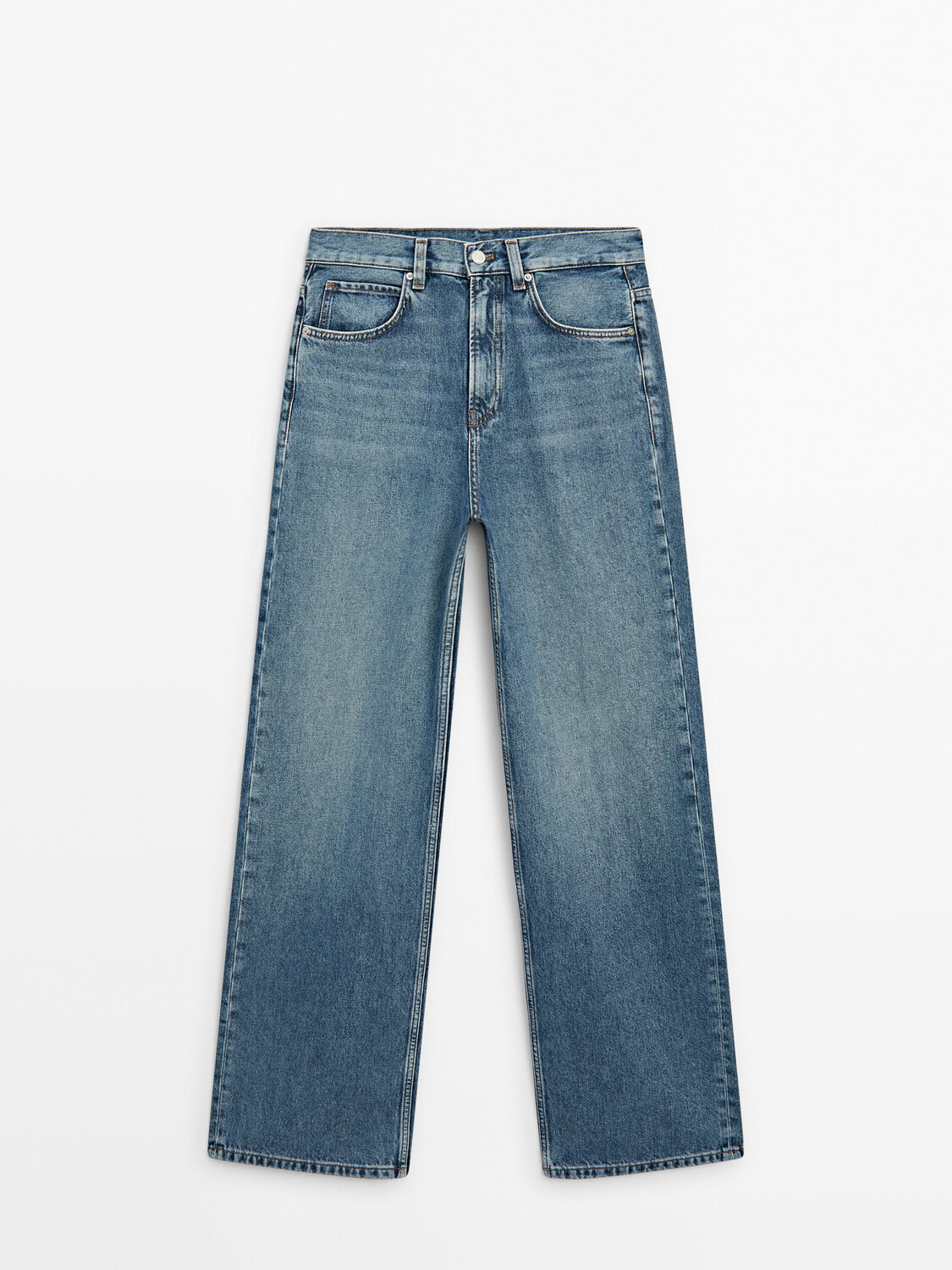 

Джинсы Full length wide-leg high-waist Massimo Dutti, синий