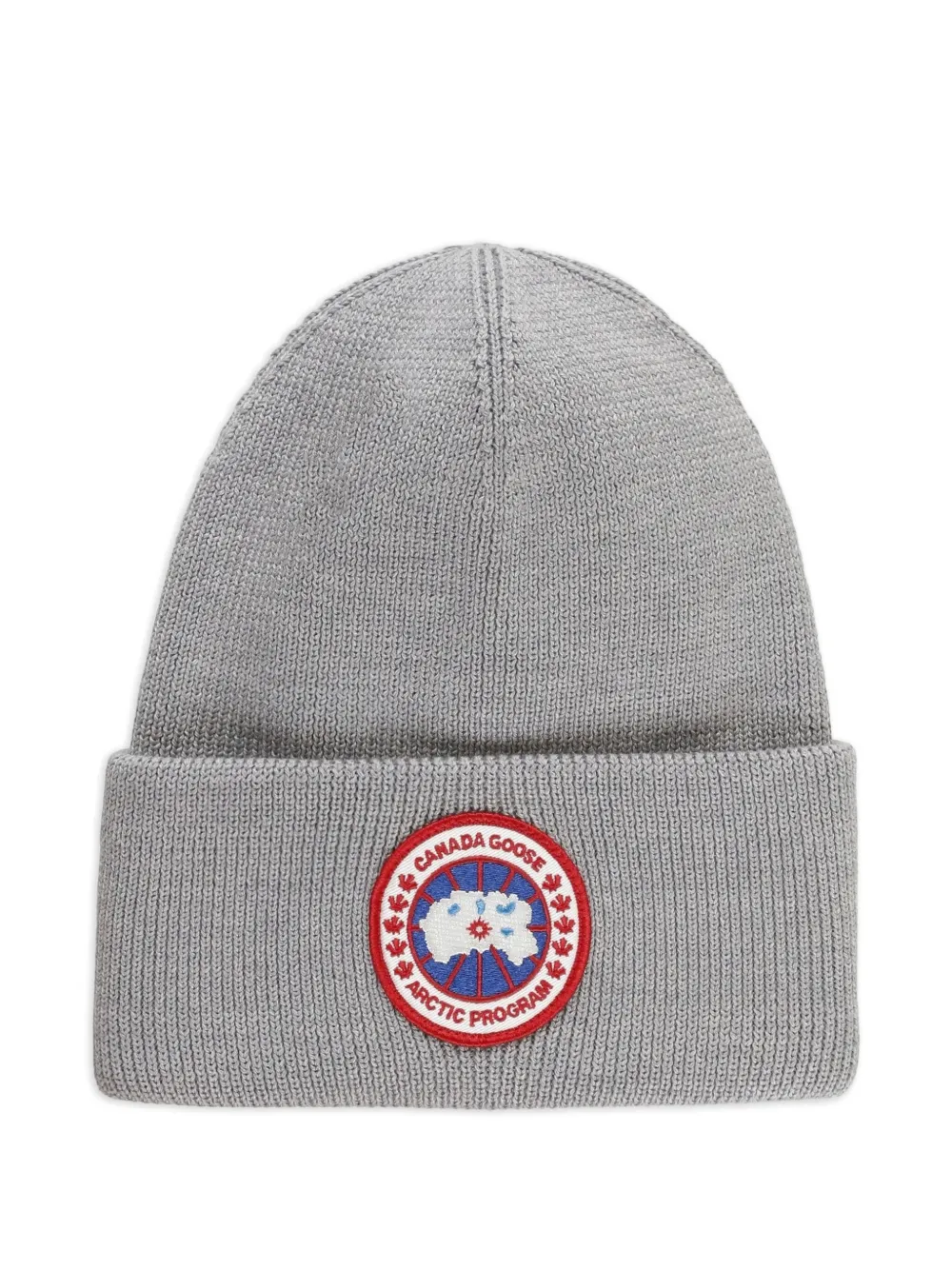 

Шерстяная шапка бини с нашивкой-логотипом Canada Goose, серый