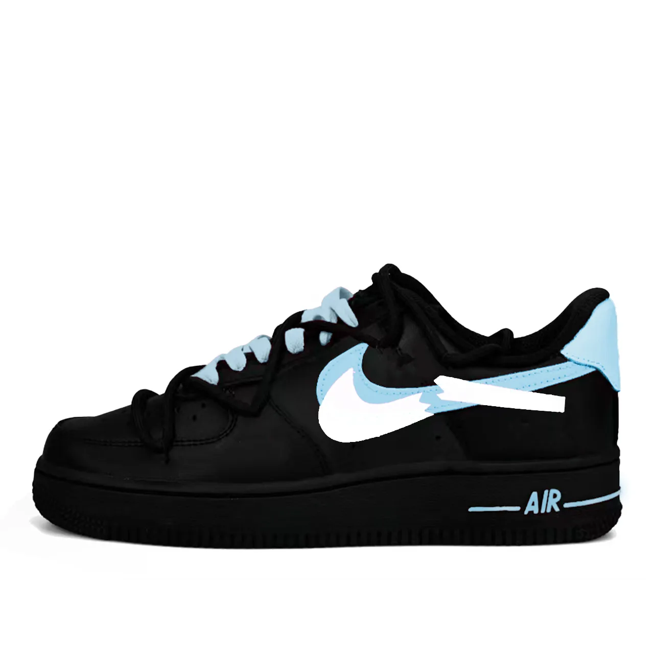 Nike Air Force 1 Ice Blue Deconstruction Abrasion Resistant Slip Resistant Low top Skateboard Shoes Unisex Black Blue