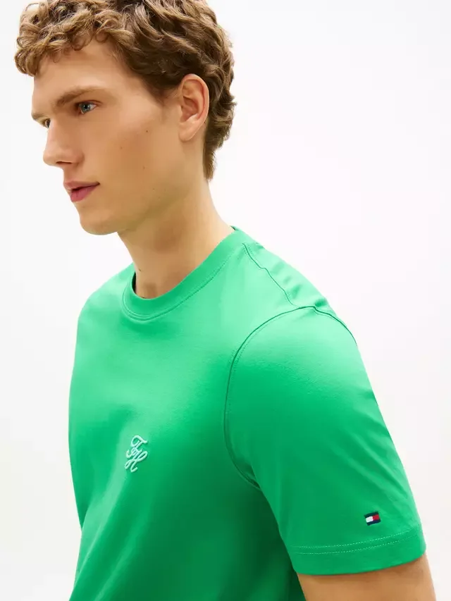 Хлопковая футболка стандартного кроя с коротким рукавом и логотипом Tommy Hilfiger, Green — фото 4