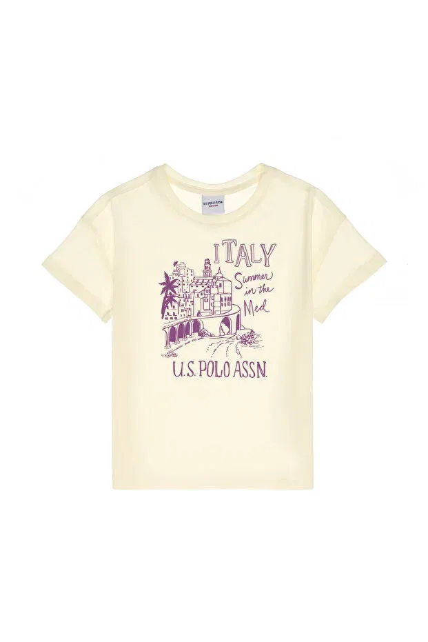 Детская футболка для девочек хлопковая U.S. Polo Assn., Nude Color — фото 4